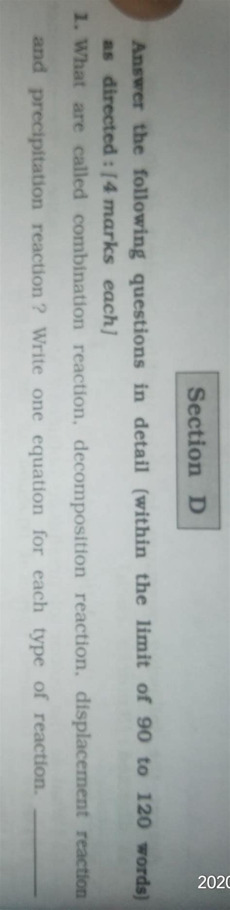 1. What are called combination reaction, decomposition reaction ...