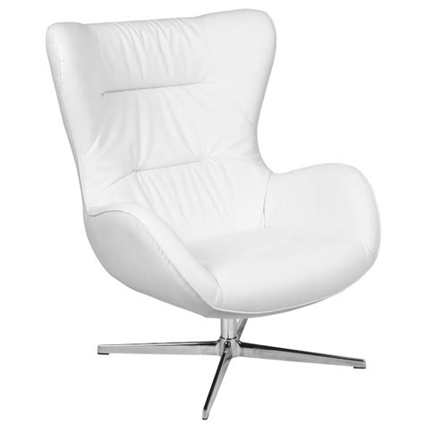 Flash Furniture Rally Modern White LeatherSoft Faux leather Swivel ...