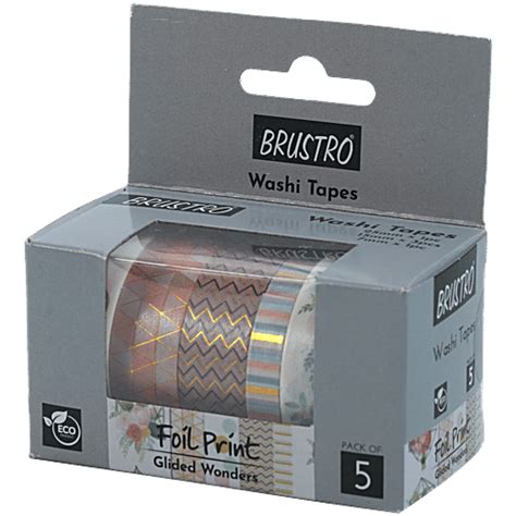 Buy Brustro Foil Print Glided Wonders Washi Tapes Online at Best Price ...