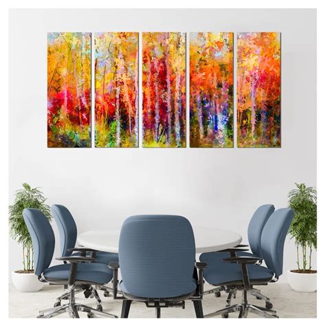 Metalkart Special A Walk in a Rainbow forest Wall Painting (Set of 5 ...