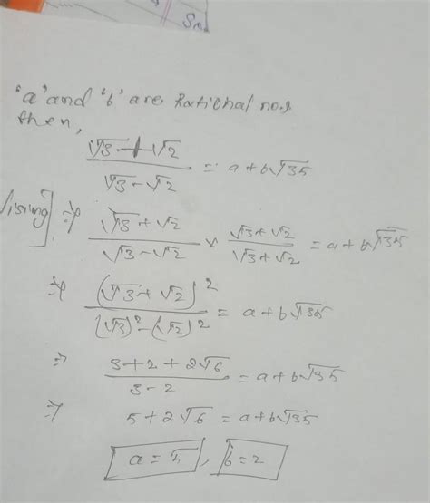 If 'a' and 'b' are rational numbers, find the value of a and b in each ...