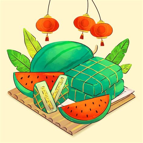 Watercolor illustration for tet new year celebration | Free Vector