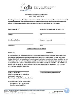 Fillable Online cdfa ca APPROVED LABORATORY AGREEMENT Fax Email Print ...