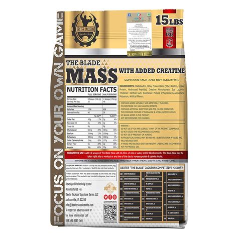 Dexter Jackson-Gold Series-The Blade Mass Gainer-15Lbs-Added Creatine ...