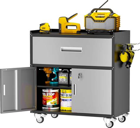 Amazon.com: Waqiv Metal Storage Cabinet with Wheels, Mobile Metal Tool ...