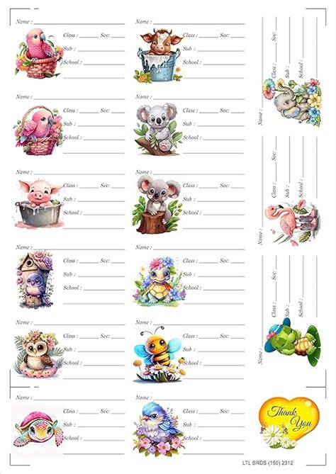 SRISH LTL BRDS (150) 2312 Student Book Sticker Name Slip for School ...