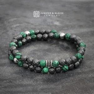 Men's Double Layered Bracelet with Quartz Onyx Hematite Beads