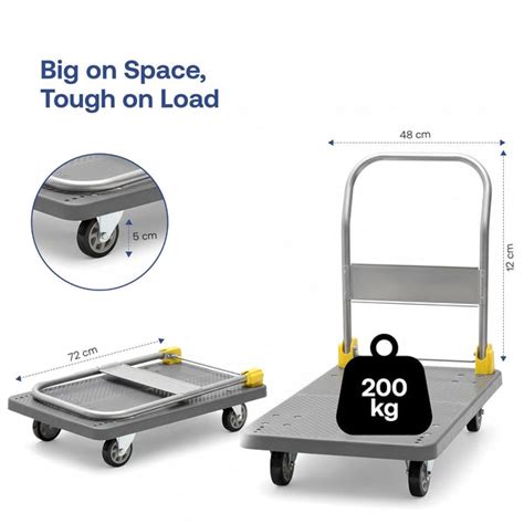 200kg BIGAPPLE Plastic Foldable Platform Trolley for Heavy Weight/Mate ...