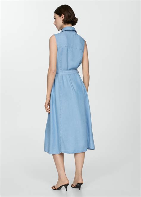 Lyocell shirt dress with bow - Women | MANGO USA