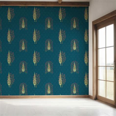 Khusro Bagh Wallpaper - Peacock Teal – Housenama