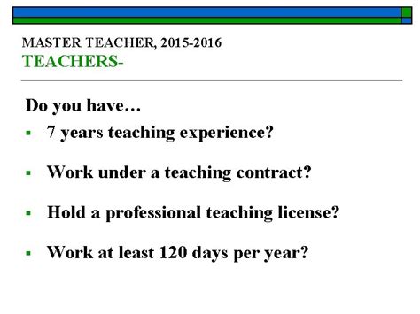 Image result for Master Teacher Program Requirements