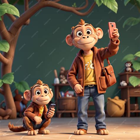 Premium AI Image | Monkeys using their mobile phone