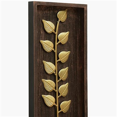 Buy VEDAS Titan Metal and Wood Leaf Framed Wall Art from Vedas at just ...