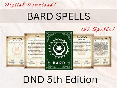 Bard Dnd Spell Cards | Dnd Spellbook | Dnd Spellbook Cards | Dnd Player ...