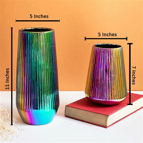 Buy Full Spectrum Prism Ceramic Vase-Pair | Dekor Company
