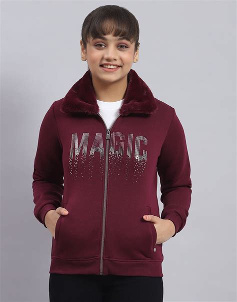 Buy Girls Maroon Printed Collar Full Sleeve Sweatshirt Online in India ...