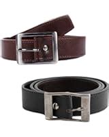 Krystle Men's Combo of 2 PU Leather Black & Brown Belt: Amazon.in ...