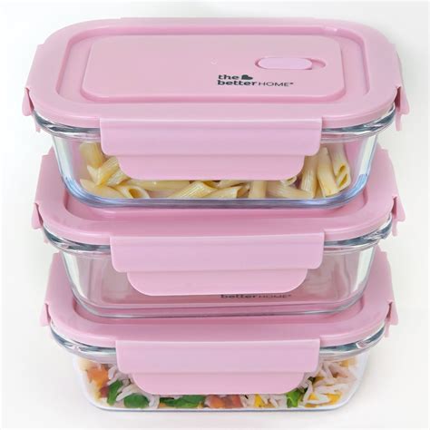Pack of 3: Borosilicate Glass Lunch Boxes - Microwave & Leak Proof | 6 ...