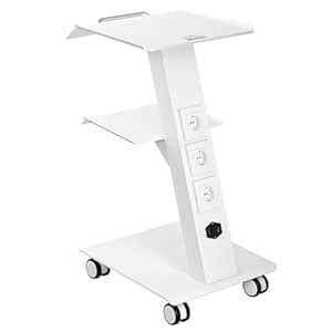 VEVOR Lab Trolley, Rolling Lab Cart with Built-in Socket, 3-Layer Metal ...