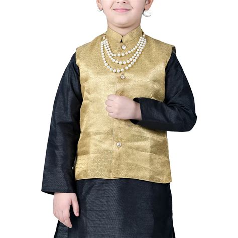 Vaanee Designz Boys Ethnic Wear Waistcoat Kurta Pyjama Set in Blackfor ...