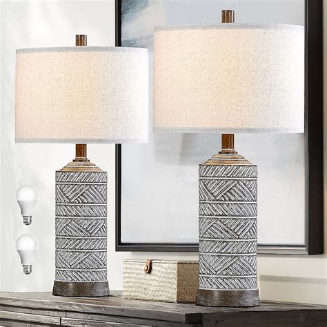 KAWOTI Sana 23-in Brown LED On/Off Switch Table Lamp with Linen Shade ...