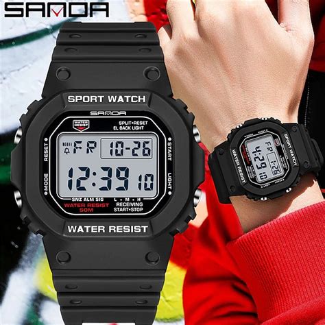 Reloj digital estilo SANDA para hombres marca de lujo reloj militar ...