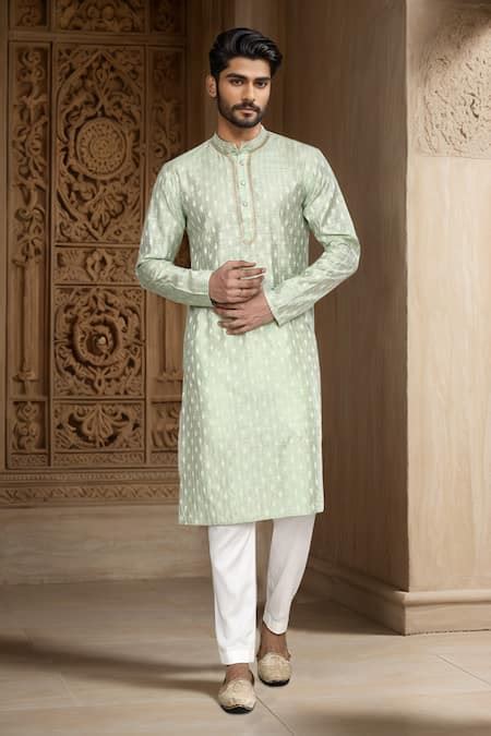 Buy Green Chanderi Woven Flora Vine Kurta For Men by Arihant Rai Sinha ...