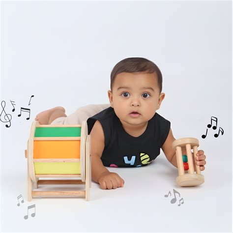 Baby Crawling Combo - Tummy Time Toys Set with Rainbow Spinning Wheel ...