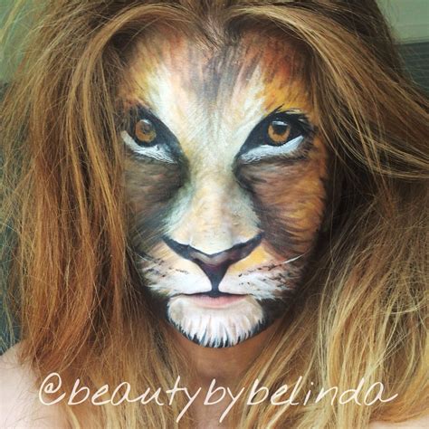Lion Face Paint Little Child With Lion Face Painting Stock Photo