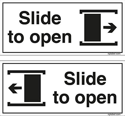 Slide To Open Sign in Aluminum Brush Finish By NPLABEL Self Adhesive ...