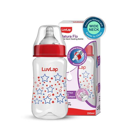LuvLap Wide Neck Natura Flo Baby Feeding Bottle (Star) 250ml