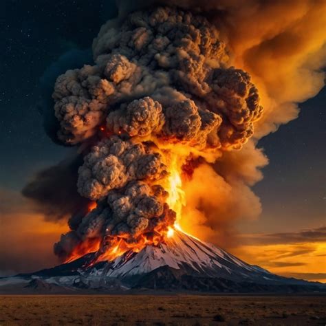 Colossal eruption of fire and smoke illuminate | Premium AI-generated image