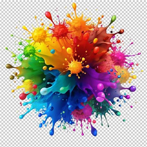 Colorful ink spots set splash splatter abstract isolated on transparent ...