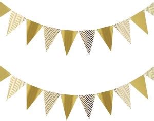 Party Propz Birthday Banner - 1pc Golden Paper Pennant Triangle Happy ...