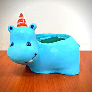 TGB GARDEN Succulent Pot Cute Shaped Blue Hippo Polyresin Planter Pot ...
