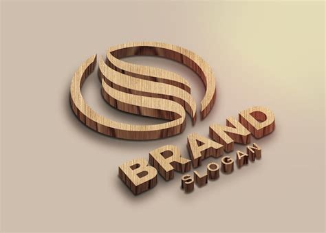 3d wooden logo mockup | Premium PSD