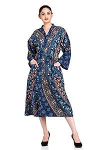 Buy Handicraft-Palace Blue Mandala Printed Nightwear Gown Spa Robe Pool ...