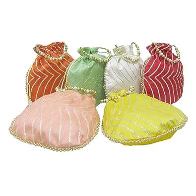 Buy Purple Pink Lehriya Pattern Potli Bags For Wedding Return Gifts For ...