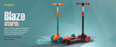 Baybee Blaze Storm Skate Scooter for Kids, 3 Wheel Kid Scooter with 3 ...