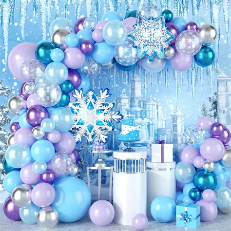 Snowflake Balloon Arch Kit, 110 Pcs Frozen Balloon Garland Arch Kit ...