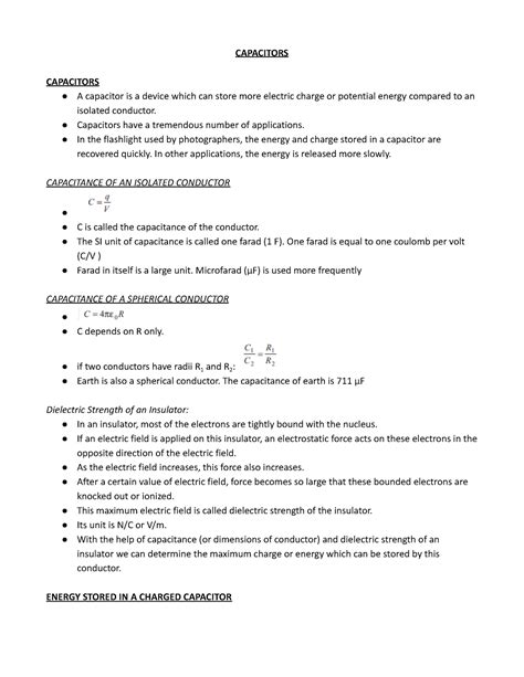 Capacitors Class 12 - CAPACITORS CAPACITORS A capacitor is a device ...