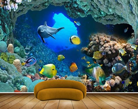Avikalp MWZ2081 Dolphines fish Whales Fishes Stones Underwater Ocean H ...