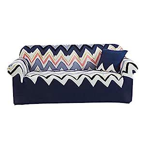 Buy House of Quirk Polyester Universal Double Seater Geometric Sofa ...