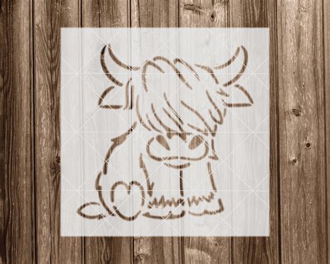 Highland Cow Stencil - Stencil Space Reusable Mylar 5x5