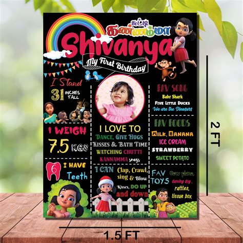 chuti kannama Theme Personalized Chalkboard/Milestone Birthday Party ...