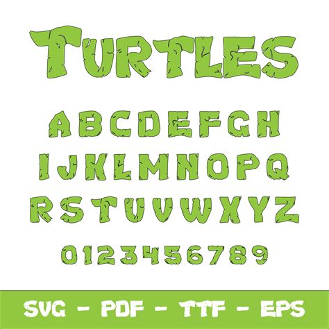 Ninja Turtles Font Svg , Alphabet Turtles , Files for Cricut, Ninja ...