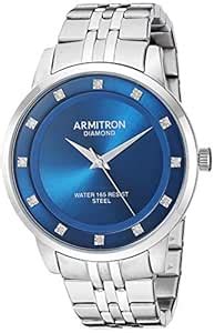 Armitron Men's 20/5383NVSV Diamond-Accented Silver-Tone Bracelet Watch ...