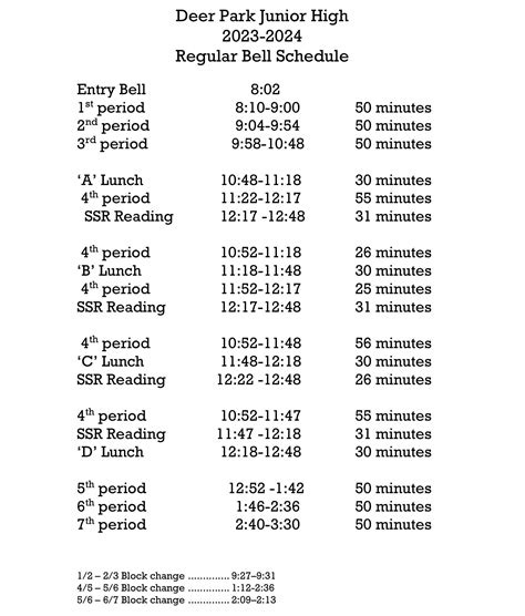 Daily Schedule/Tutorials – Trina Abbott – Deer Park Independent School ...