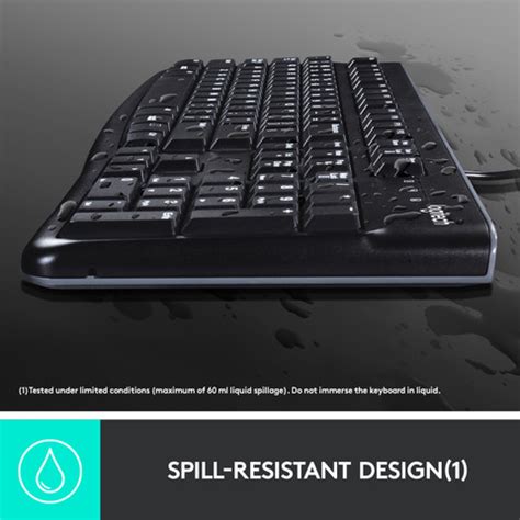 Logitech K120 / Full-Size, Spill-Resistant, Curved Space Bar Wired USB ...