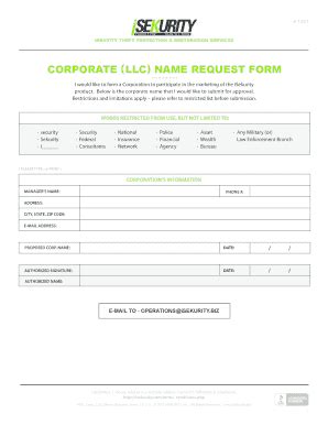 Fillable Online business pennglobal CORPORATE LLC NAME REQUEST FORM ...